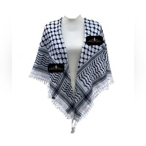 Kuffiah, original Kuffiah with handmade Handmade hadab ,Palestinian keffiyeh,L